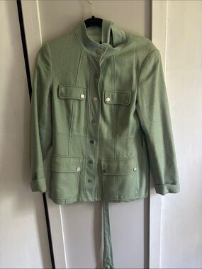 Worth Mint Green Utility Jacket with Waist Tie